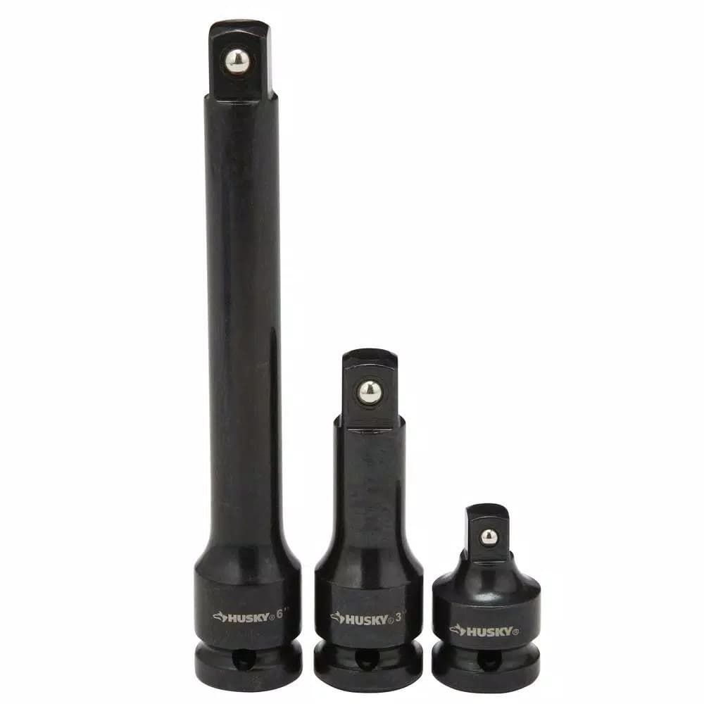 Husky 3-Piece Impact Accessory Set, 1/2 in. Drive Extensions and Adapter