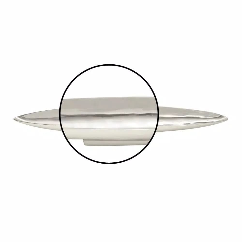 LITTON LANE Modern Reflections 36 in. Polished Silver Aluminum Canoe-Shaped Decorative Bowled Tray