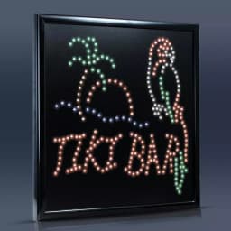 Crystal Art Gallery Crystal Art Sign of the Times Tiki Bar Palm Tree Parrot Framed LED Sign thumbnail 3