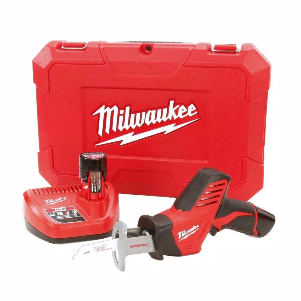 Milwaukee M12 12V Lithium-Ion HACKZALL Cordless Reciprocating Saw Kit with 2 1.5 Ah Batteries, Charger & Case