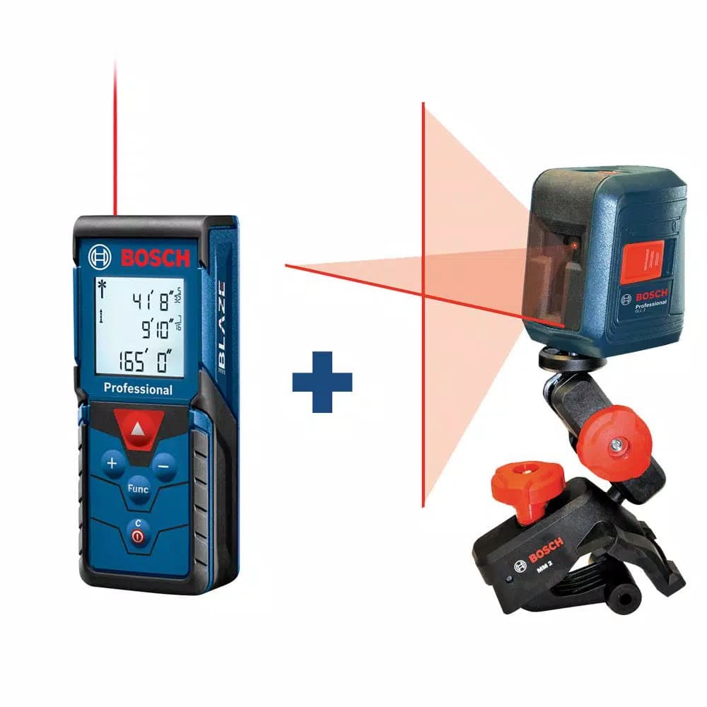 Bosch BLAZE Pro GLM165-40 165 ft. Laser Measure & GLL 2 30 ft. Cross Line Laser Level Combo Kit