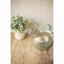 Unbranded Hand-Blown Clear Glass Pitcher, 72 fl. oz. Tilted Design with Small Mouth thumbnail 2