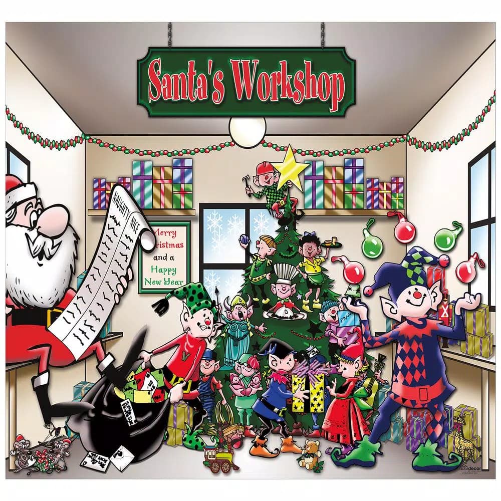 My Door Decor Santa's Workshop 7 ft. x 8 ft. Holiday Garage Door Mural