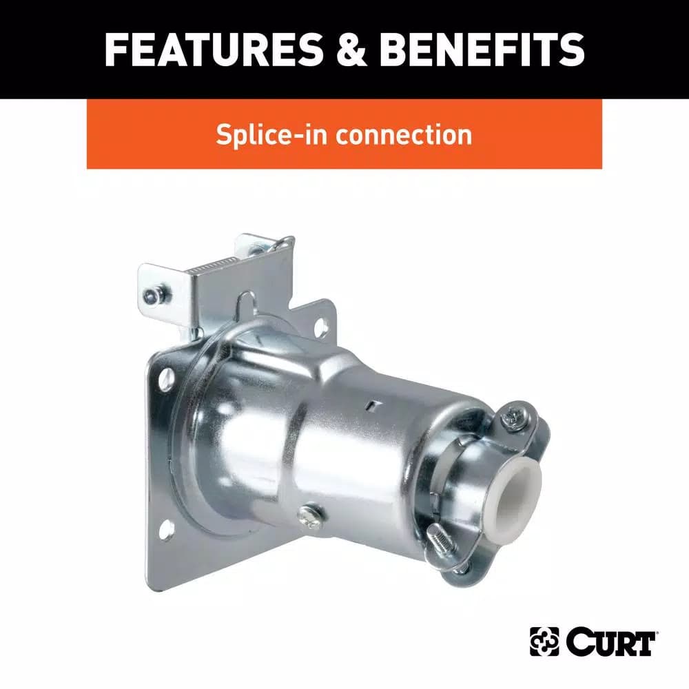 CURT 7-Way Round RV Blade Connector Socket, Vehicle Side, Diecast Metal