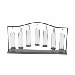 LITTON LANE 19 in. Metallic Black Iron and Clear Glass 7-Light Votive Candle Holder thumbnail 3