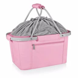 Picnic Time Metro Basket 9 Qt. Pink Collapsible Insulated Picnic Basket & Soft-Side Cooler thumbnail 1