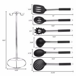 Classic Cuisine 7-Piece Stainless Steel and Silicone Kitchen Utensil Set with Holder thumbnail 2