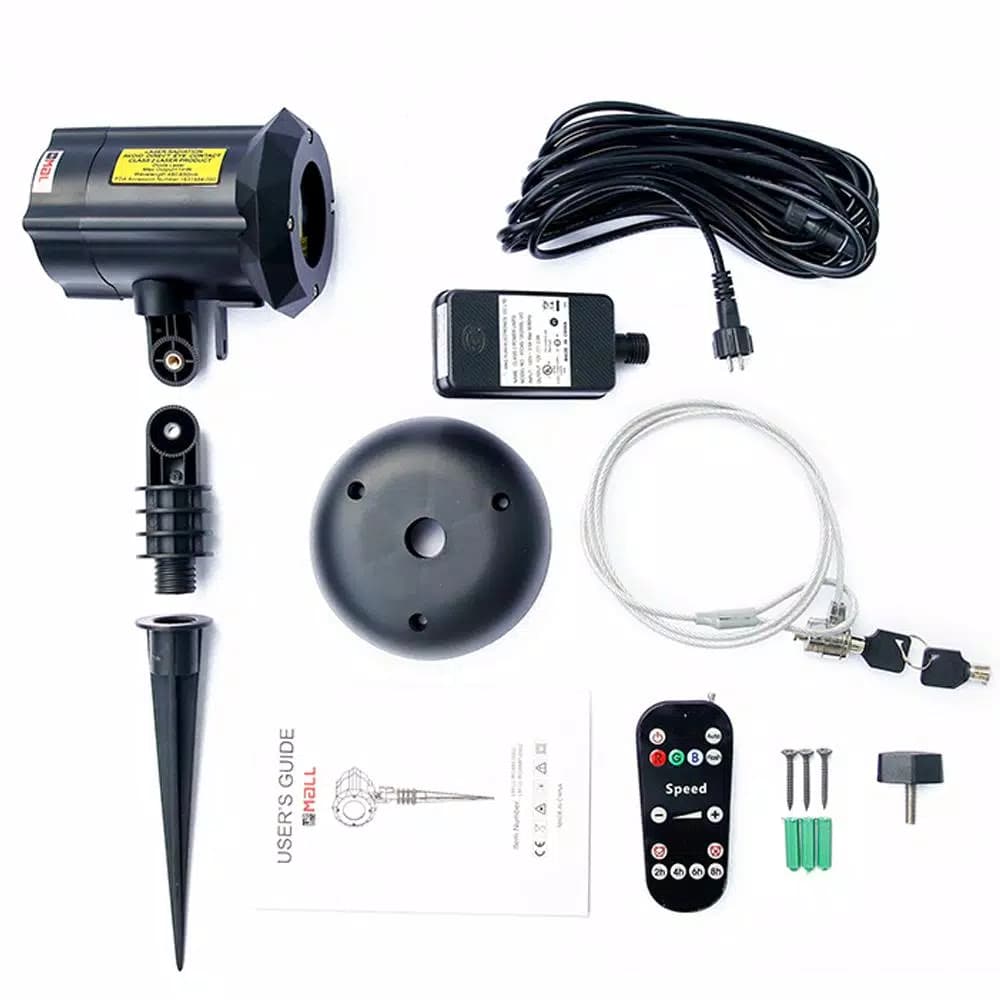 LEDMALL 3-Color RGB Outdoor Laser Projector Lights with RF Remote and 8 Moving Patterns