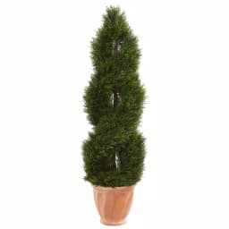 Nearly Natural 4.5 ft. Artificial Double Spiral Pond Cypress Topiary Tree in Terracotta Planter thumbnail 1
