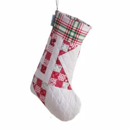 Country Living Angelina Red Patchwork Star Christmas Stocking - 17.5 in. Reversible Microfiber thumbnail 1