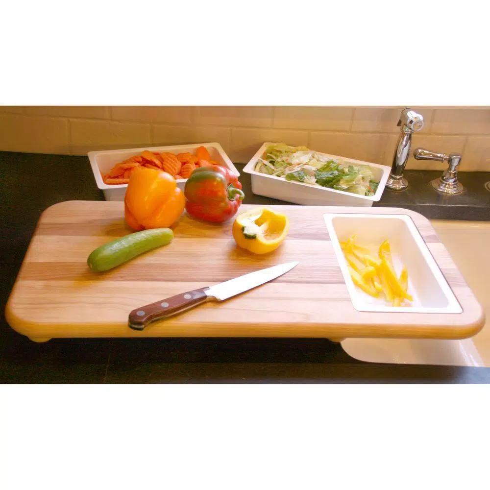 Catskill Craftsmen Hardwood Cut 'n' Catch Over-the-Sink Cutting Board with Removable Trays