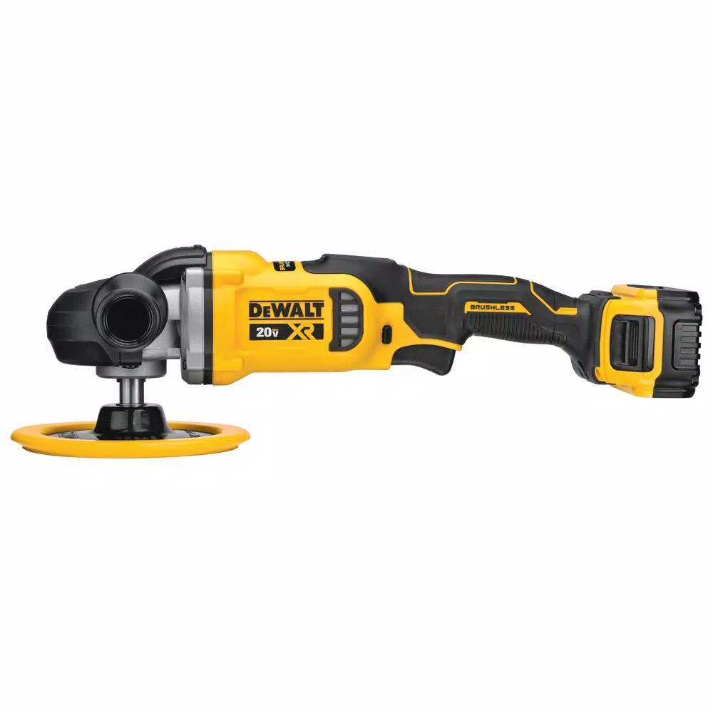DEWALT 20V MAX XR Cordless Brushless 7 in. Variable Speed Rotary Polisher Kit with (2) 5.0 Ah Batteries & Charger