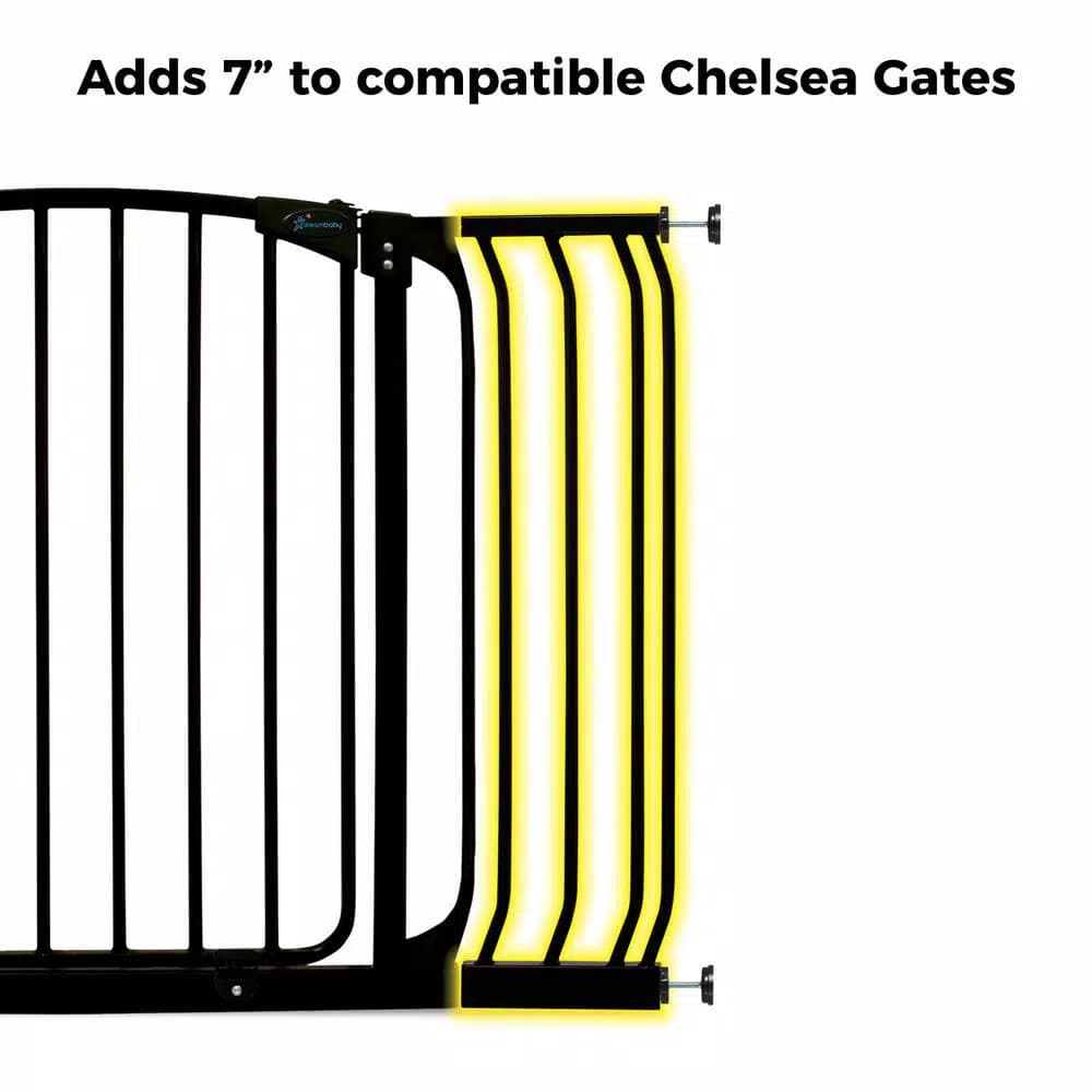 Dreambaby 7 in. Gate Extension for Chelsea Standard Height Child Safety Gates, Black