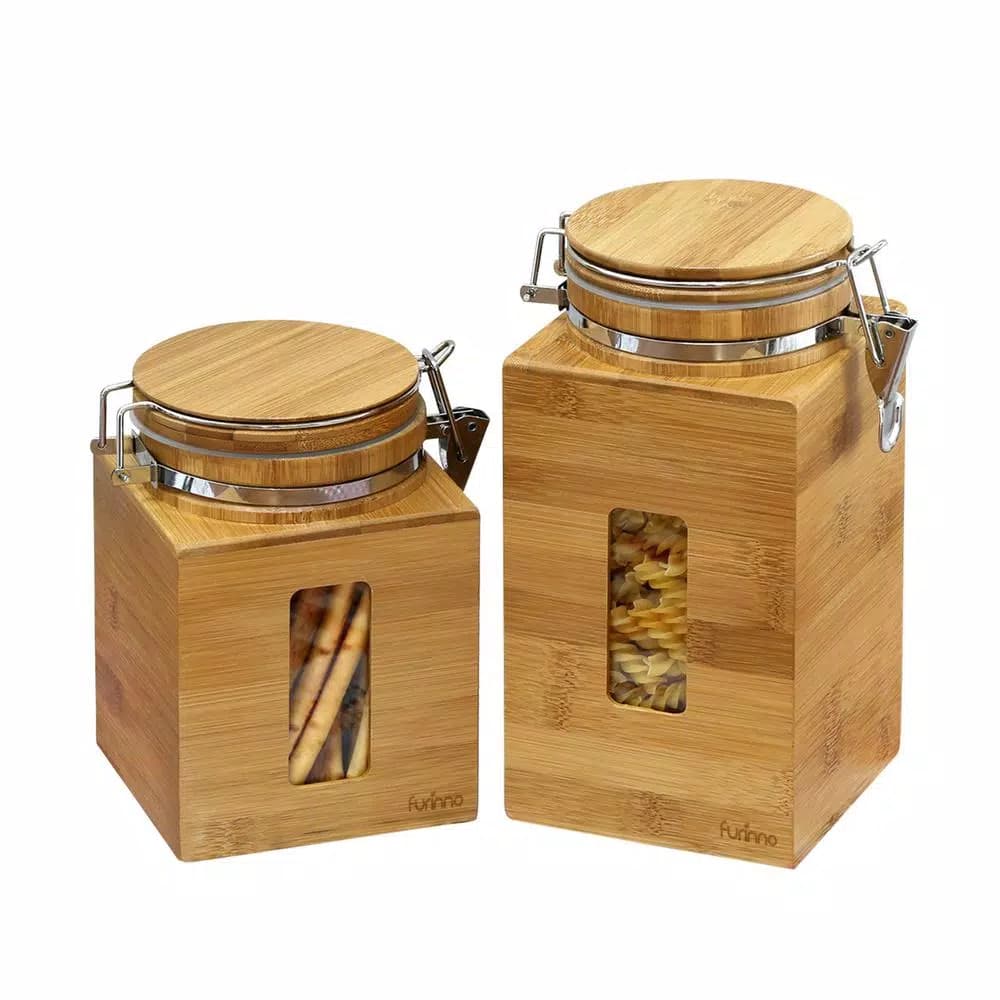 Furinno DaPur Small Natural Bamboo Airtight Kitchen Canister