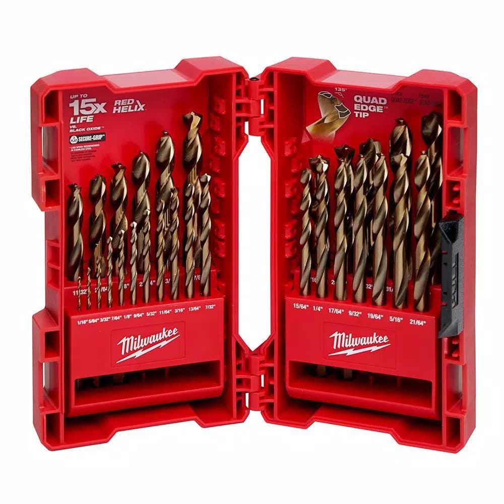 Milwaukee Red Helix Cobalt Twist Drill Bit Set, 29-Piece