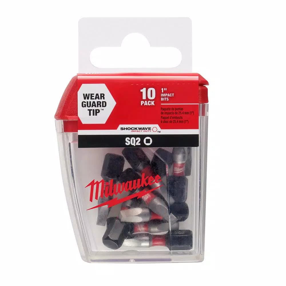 Milwaukee SHOCKWAVE #2 Square Recess 1 in. Impact Rated Steel Driver Bits (10-Pack)