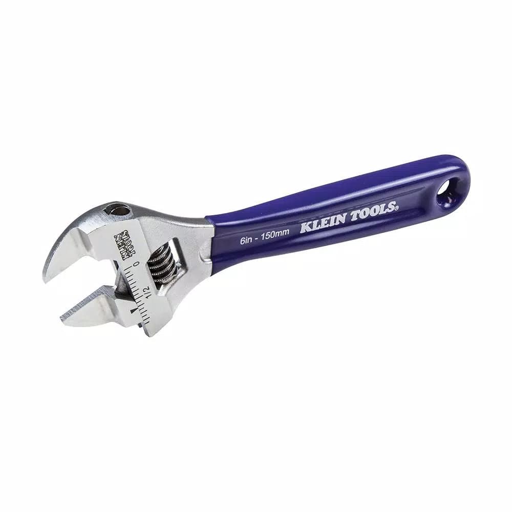 Klein Tools 6 in. Slim-Jaw Adjustable Wrench, Low Profile Steel Hand Tool