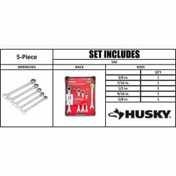 Husky 5-Piece SAE Ratcheting Combination Wrench Set thumbnail 8