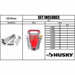 Husky 10-Piece Metric Ratcheting Combination Wrench Set thumbnail 7