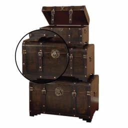 LITTON LANE Set of 3 Distressed Brown Trunk-Style Decorative Boxes with Faux Leather Cover thumbnail 3