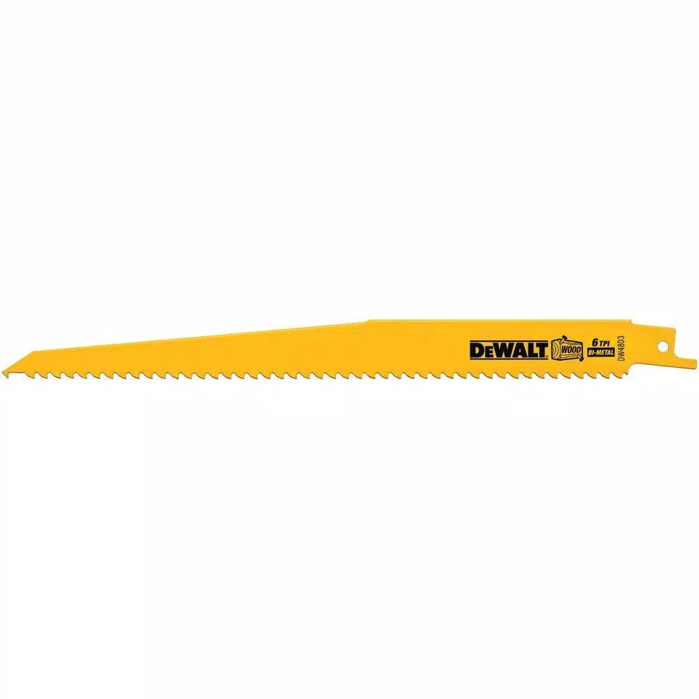 DEWALT 9 in. 6 TPI Bi-Metal Taper Back Reciprocating Saw Blade, 5-Pack