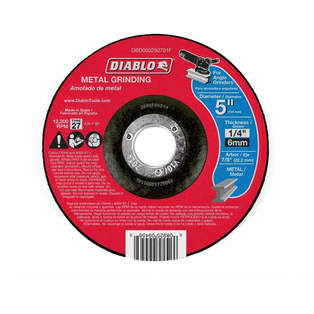 Diablo 5 in. Metal Grinding Disc, Type 27 Depressed Center, 7/8 in. Arbor