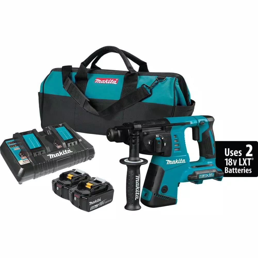 Makita 18V X2 LXT (36V) 1 in. Cordless SDS-Plus Rotary Hammer Kit with (2) 5.0Ah Batteries