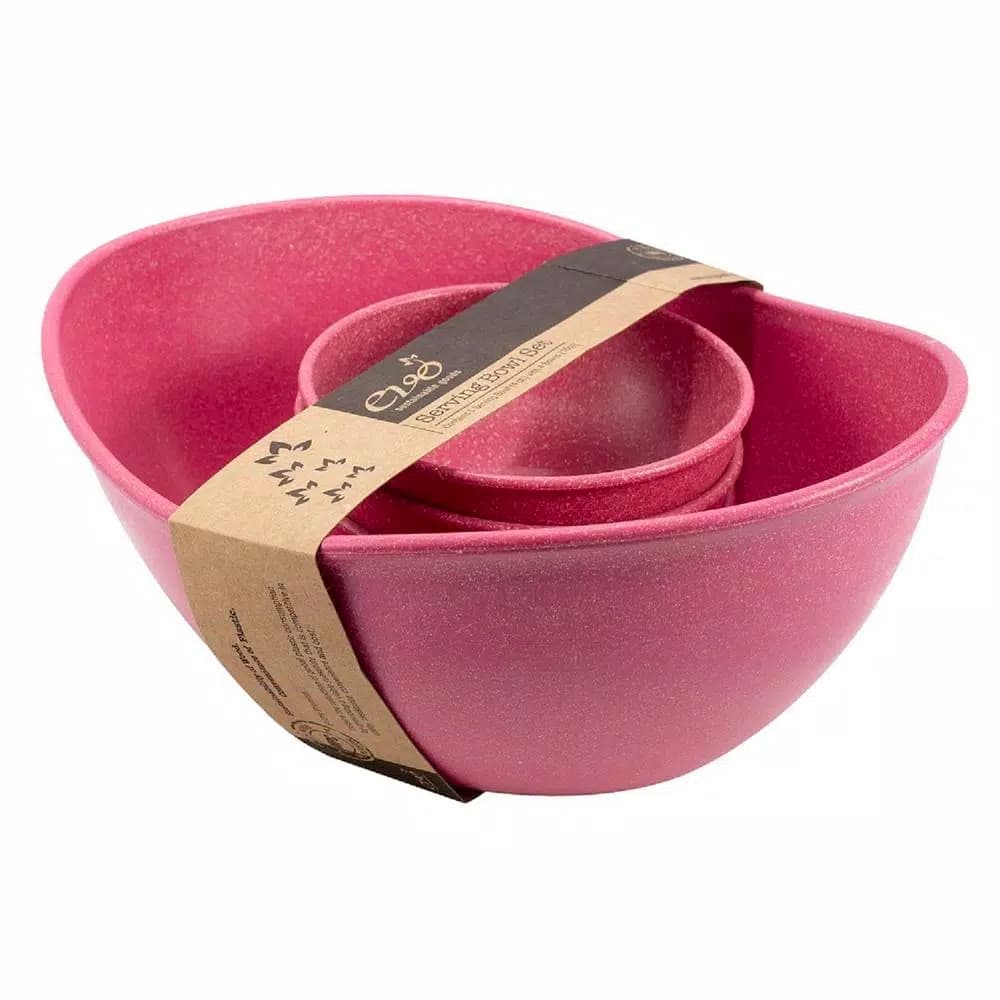 Unbranded EVO Sustainable Goods Pink Wood-Plastic Composite Serving Bowl Set, 5-Piece