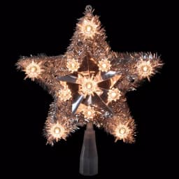 Northlight 9 in. Lighted Silver Tinsel Star Christmas Tree Topper with 11 Clear Mini Lights thumbnail 1