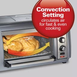 Hamilton Beach Easy Reach 1500W 6-Slice Convection Toaster Oven with Roll-Top Door, Grey thumbnail 5