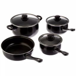 Gibson Home Chef Du Jour 7-Piece Carbon Steel Nonstick Cookware Set, Black thumbnail 1