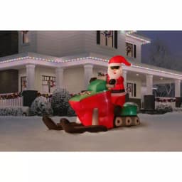 Unbranded 6 ft. Pre-Lit Inflatable Santa Driving Snowmobile Holiday Decoration thumbnail 2