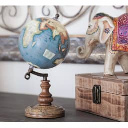 LITTON LANE 10 in. New Traditional Decorative Globe with Wooden Marble Base and Iron Axis thumbnail 1