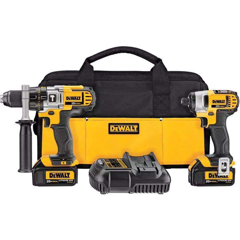 DEWALT 20V MAX Cordless Hammer Drill and Impact Driver Combo Kit with (2) 3.0 Ah Batteries & Charger