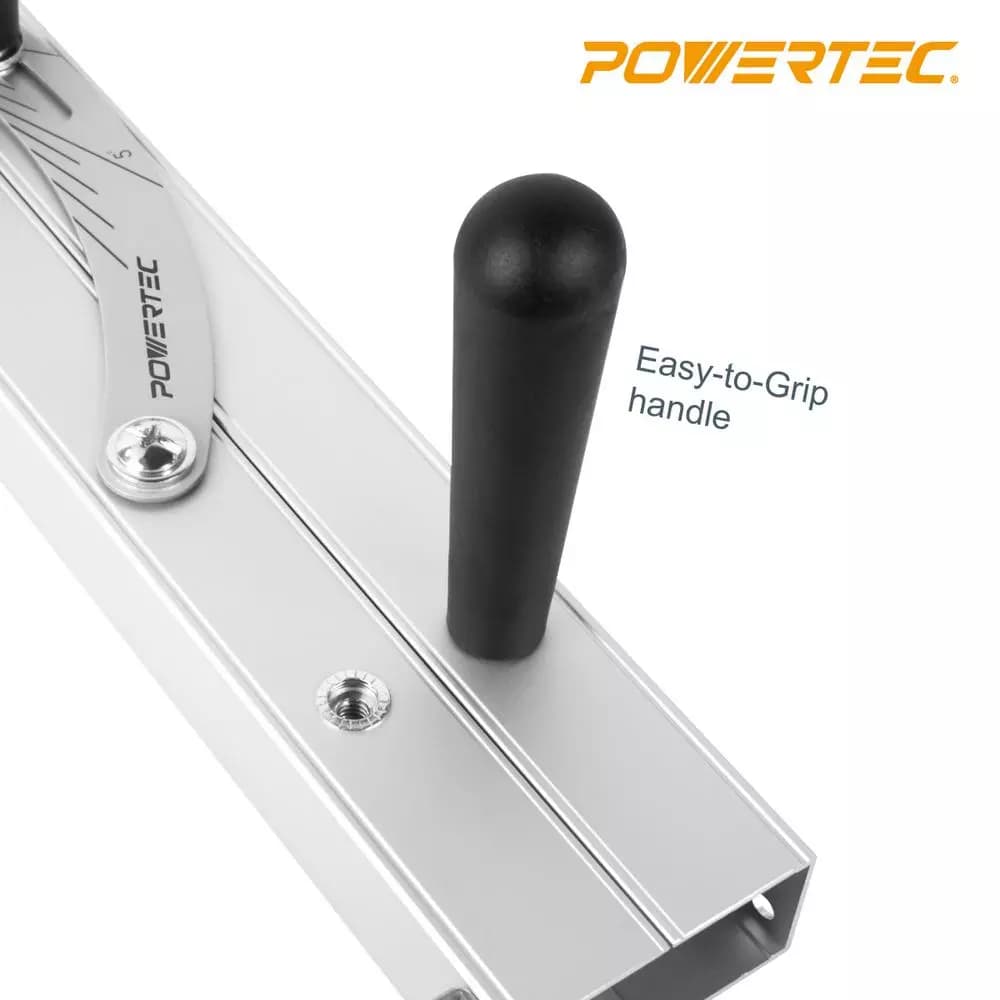 POWERTEC 24-Inch Aluminum Table Saw Taper Jig with Laser Etched Scale