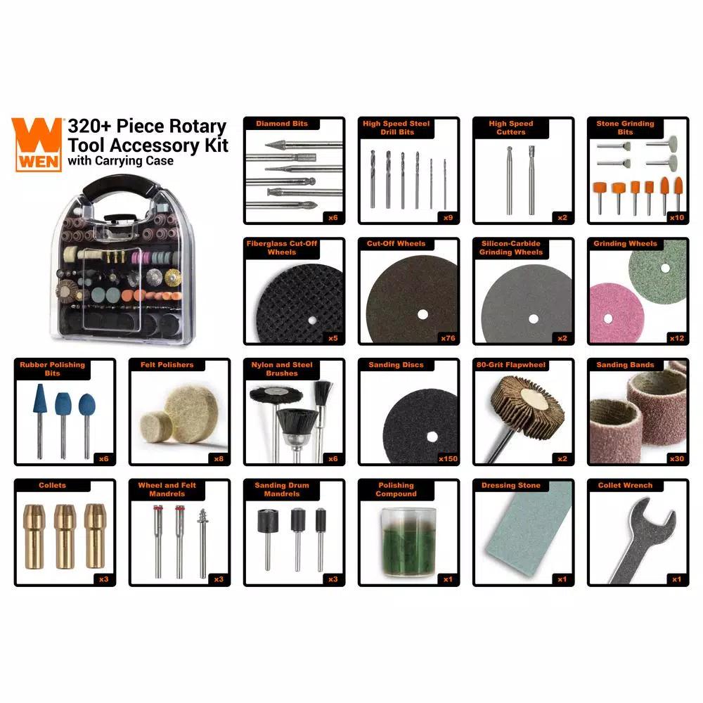 WEN 320-Piece Rotary Tool Accessory Kit with Carrying Case