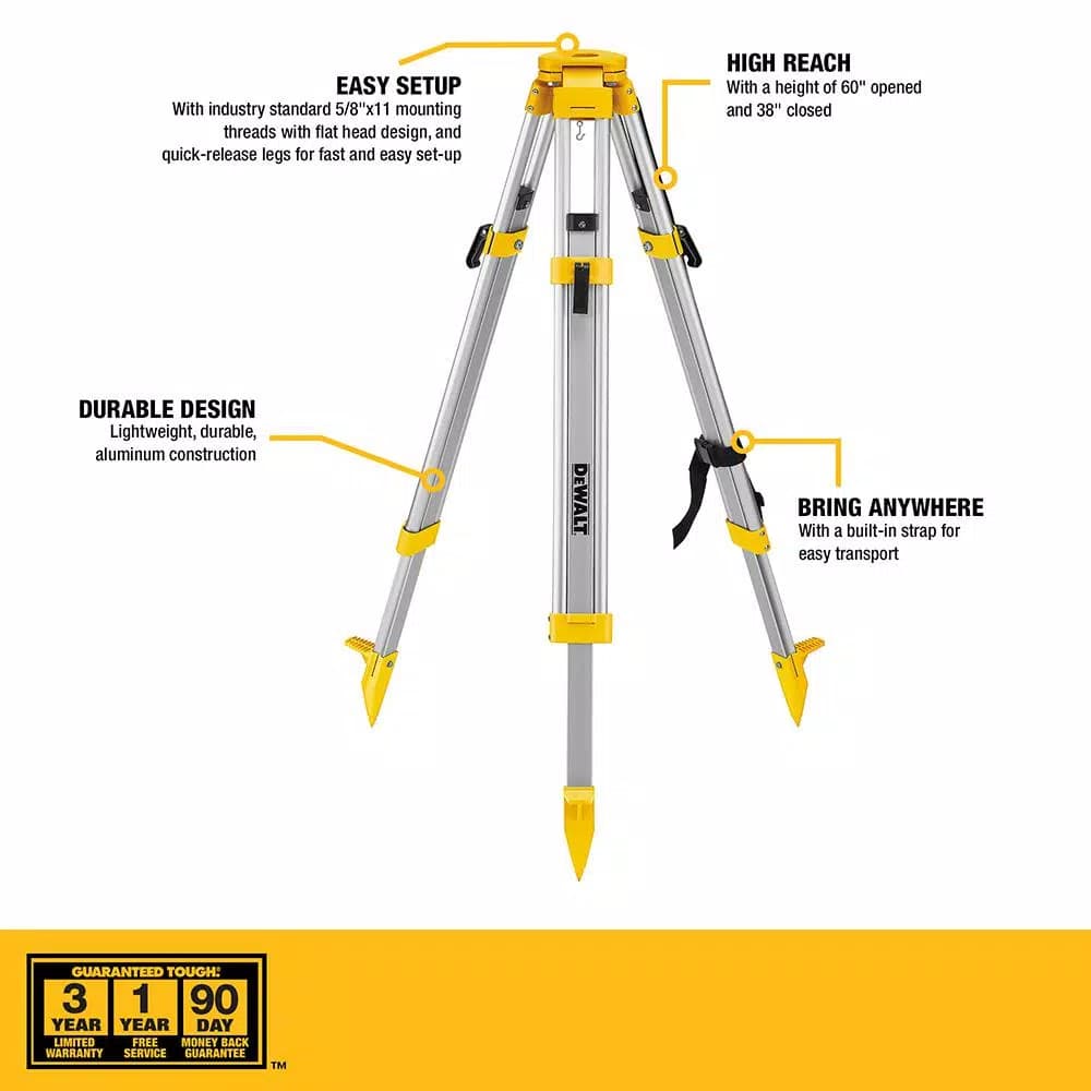 DEWALT 20V MAX Lithium-Ion Red Rotary Laser Level with Construction Tripod Bundle