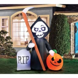 Unbranded 5.5-ft. Inflatable Reaper and Pumpkin Halloween Scene with Tombstone thumbnail 3