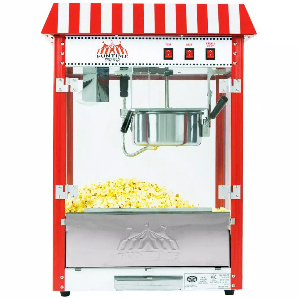 Funtime FT8000CP 8 oz. Commercial Carnival Style Popcorn Popper Machine, Red/Stainless Steel