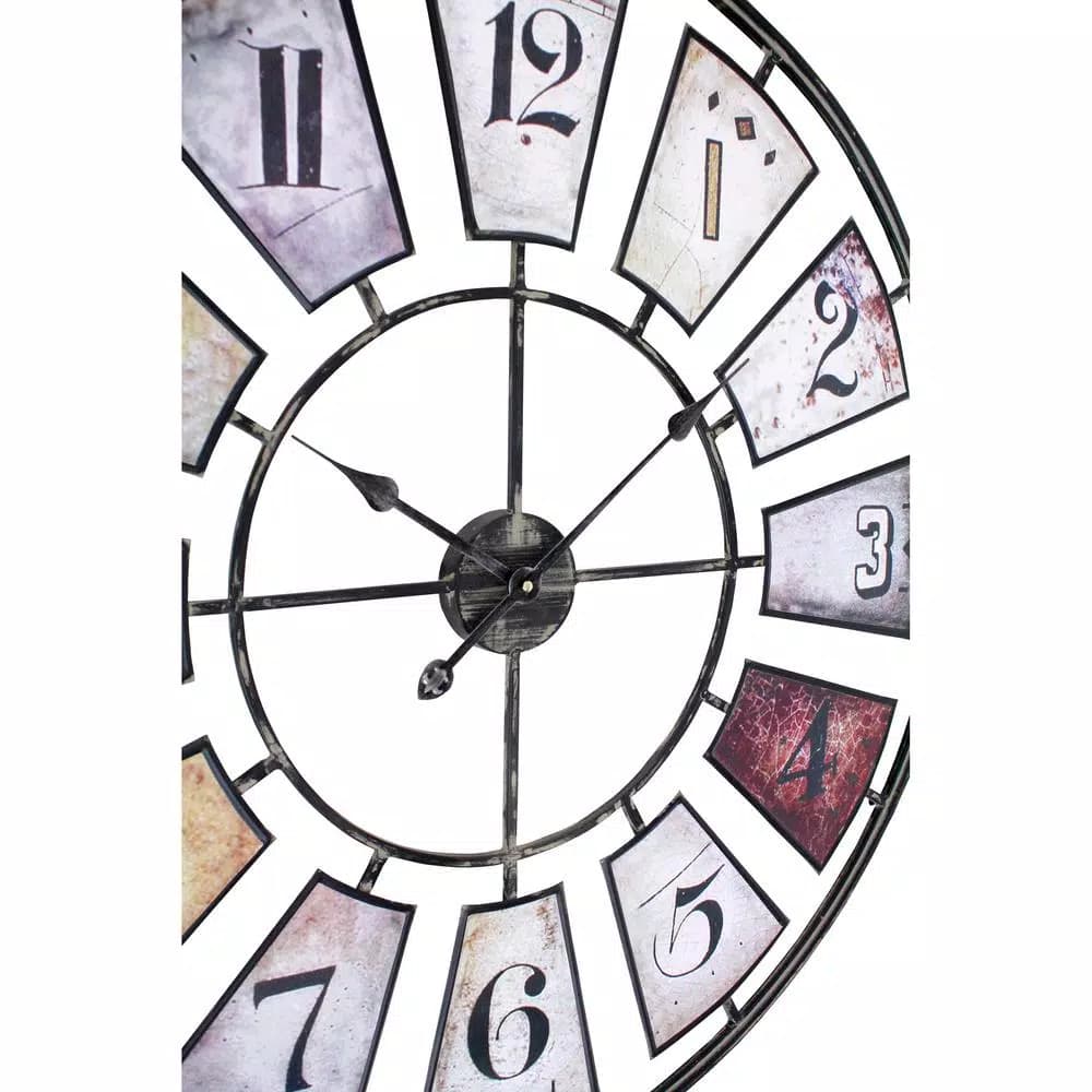 Aspire Home Accents Morgan Gray Oversized Iron Wall Clock - Distressed Farmhouse Style