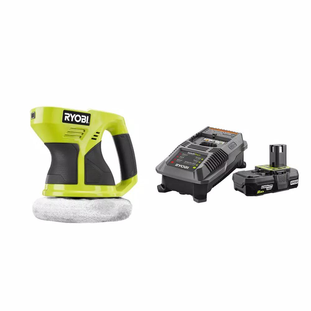 RYOBI 18V ONE+ Cordless 6 in. Buffer Kit with 2.0 Ah Battery and Charger