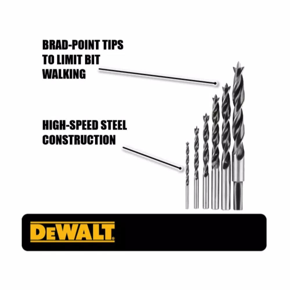 DEWALT 6-Piece High Speed Steel Brad-Point Drill Bit Set