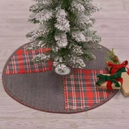 VHC Brands Anderson 21 in. Cherry Red Rustic Christmas Patchwork Mini Tree Skirt thumbnail 4