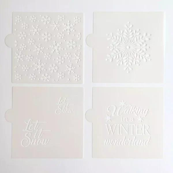 Designer Stencils Winter Wonderland & Let It Snow Cookie Stencil Bundle - 4 Pattern Set