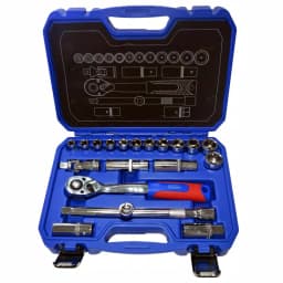 Best Value 21-Piece 1/2 in. Metric Socket Set with Ratchet, Extension Bar, and Blow Mold Case thumbnail 1