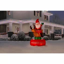Airblown 6.5 ft. Animated Airblown Inflatable Santa and Reindeer Rodeo Scene with Lights thumbnail 2