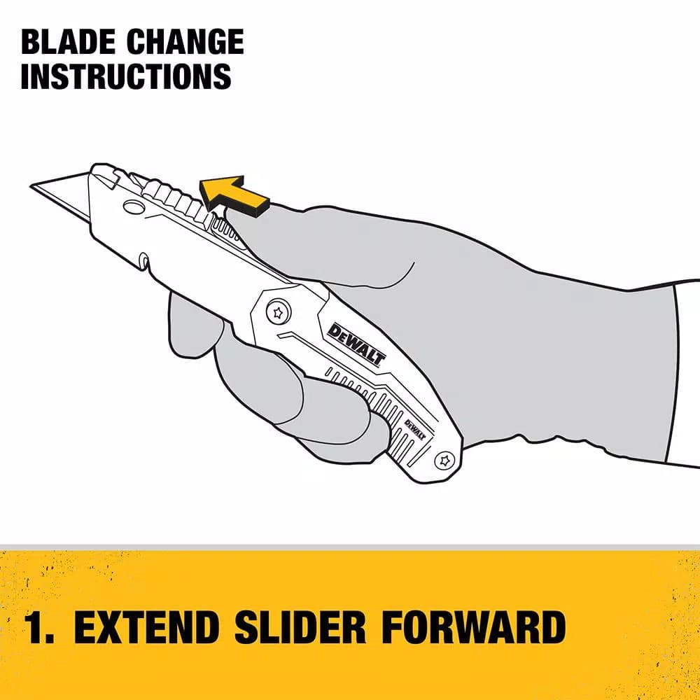 DEWALT Folding Retractable Utility Knife with Metal Body and Blade Storage