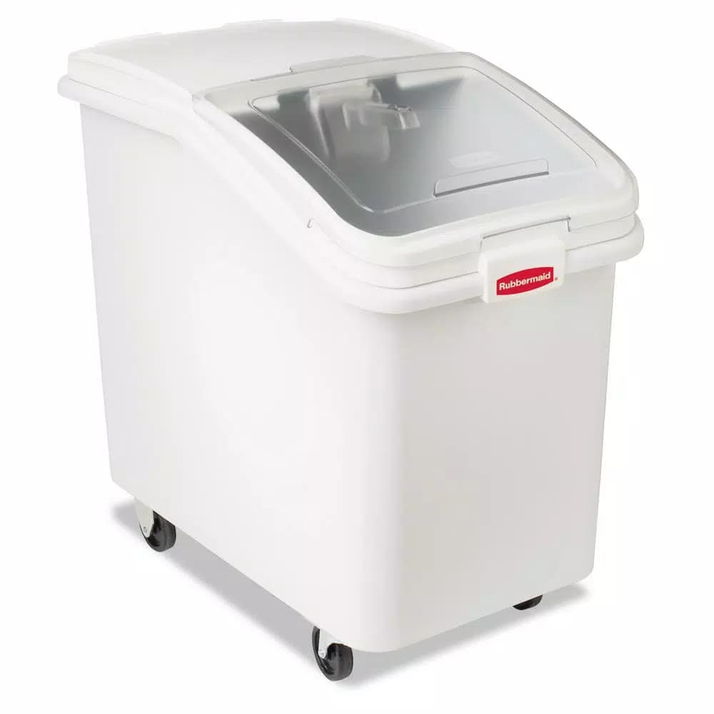 Rubbermaid Commercial Products ProSave 30.9 Gal. White Mobile Ingredient Bin with 32 oz. Scoop