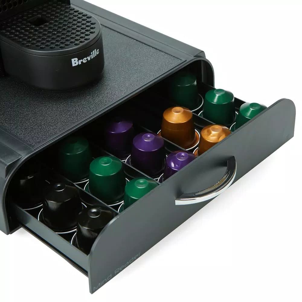 Mind Reader 2-Piece Coffee Condiment Organizer Set with 50-Pod Capacity Storage Drawer, Black