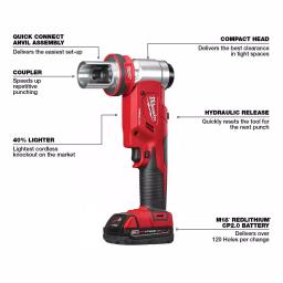 Milwaukee M18 FORCE LOGIC 6 Ton Cordless Knockout Tool Kit with 2.0 Ah Battery and Die Set thumbnail 4
